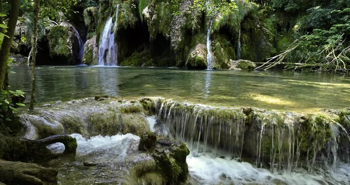 The  Tufs waterfalls, Planches Pres Arbois, Jura department, France.