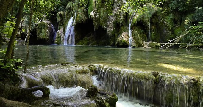 The  Tufs waterfalls, Planches Pres Arbois, Jura department, France.