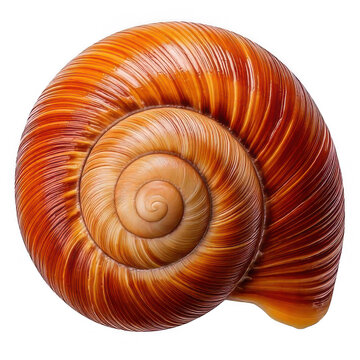 A single brown round land snail shell with detailed spiral texture isolated for nature and biology projects isolated on transparent background