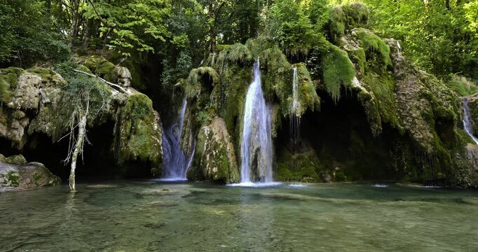 The  Tufs waterfalls, Planches Pres Arbois, Jura department, France.