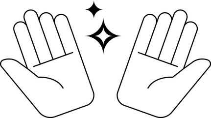 Open hands line art vector illustration for high five or magic concept © Fefey