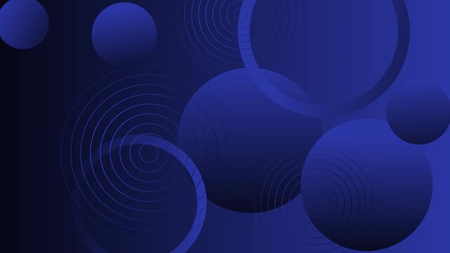 Abstract background with overlapping gradient spheres and concentric circular lines animation