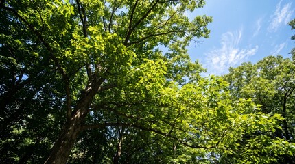 Fototapeta premium green leaves against blue sky