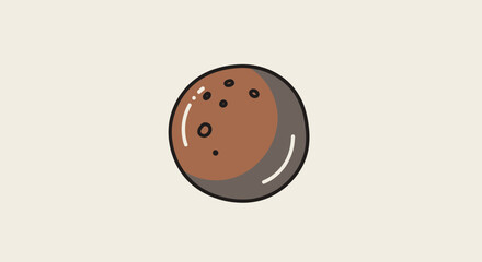 Minimalist brown planet with dark gray outer ring on cream background © AJI T