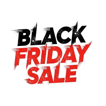Black Friday sale banner with bold red and black text. High-impact retail discount promotion for shopping events and e-commerce campaigns.