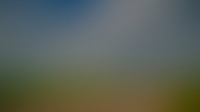 Abstract blurry gradient grainy background in blue, light green and brown.