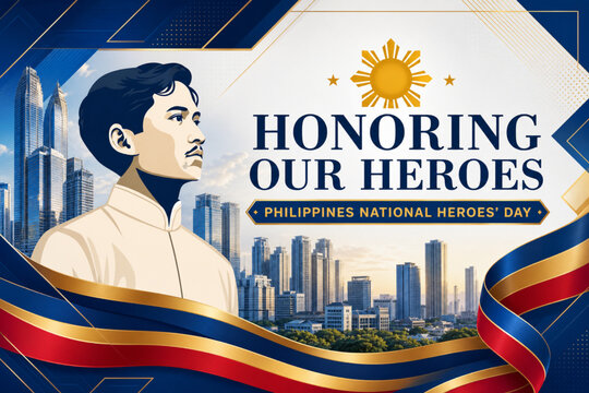 Modern Philippines National Heroes Day poster celebrating Filipino heroes, freedom, and national pride.