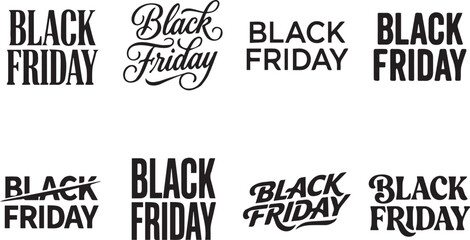 Obraz premium Black Friday Typography Lettering Spooky Sales Text Vector Set