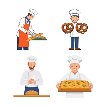 Professional Bakers and Chefs Preparing Fresh Artisanal Breads and Gourmet Pastries in Culinary Kitchens