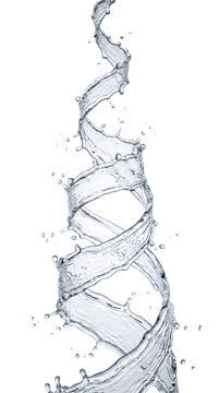 Powerful spiraling tornado of crystal clear water splashing dynamically upwards