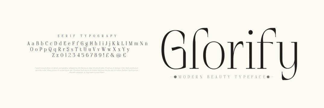 Elegant font, vintage type or luxury premium typeface, vector English royal alphabet. Classic typography in modern or old art deco style, serif letters for modern or retro poster font