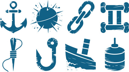 Distressed purple nautical and marine equipment vector icon © nitthi