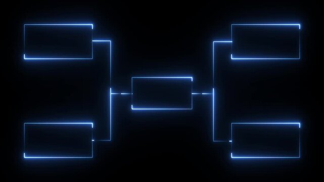 Futuristic Neon Blue Tournament Bracket Infographic Template on Black Background