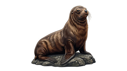 Sea Lion Resting on Rock Vector Illustration © diflasabila01