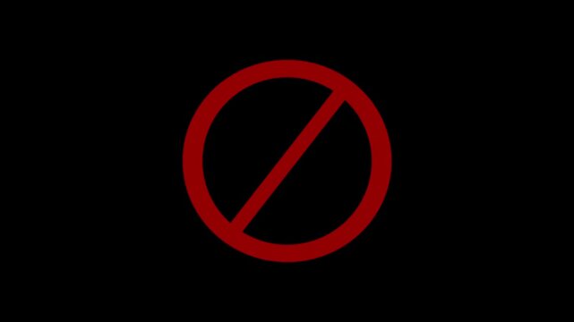 Red prohibition sign isolated on black background.