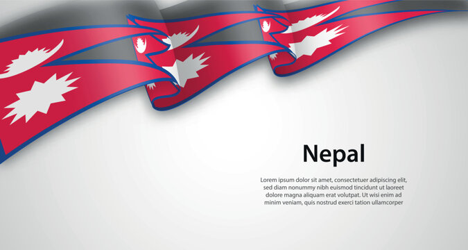 Waving Nepal flags on a clean background with country name and lorem ipsum text