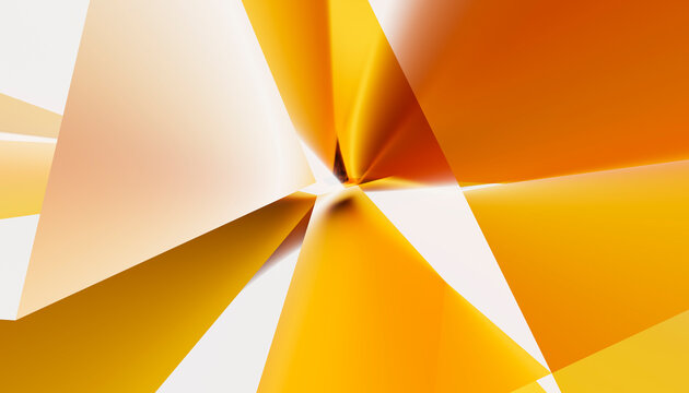 3d abstract digital rendering with orange geometric shapes and white