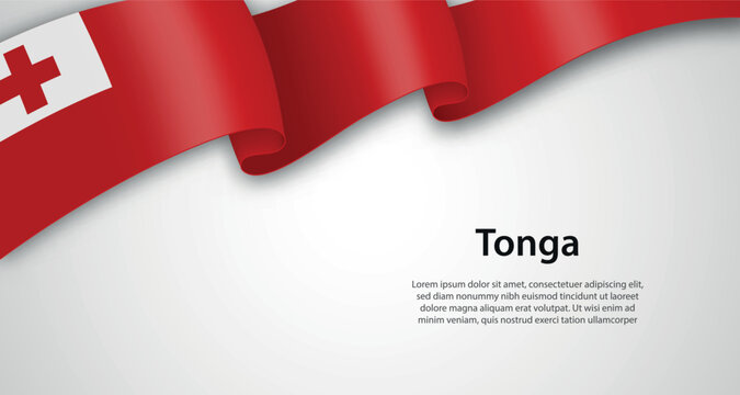 Tonga Flag Ribbon Banner Graphic Design