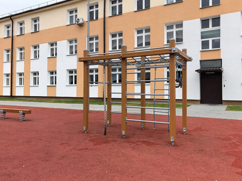 Outdoor Fitness Station with Monkey Bars and Climbing Frame