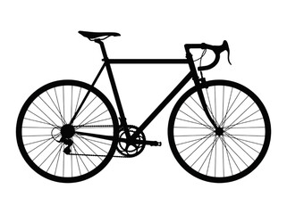Obraz premium Black Silhouette Vector Graphic of a Road Racing Bicycle Isolated on a Clean White Background
