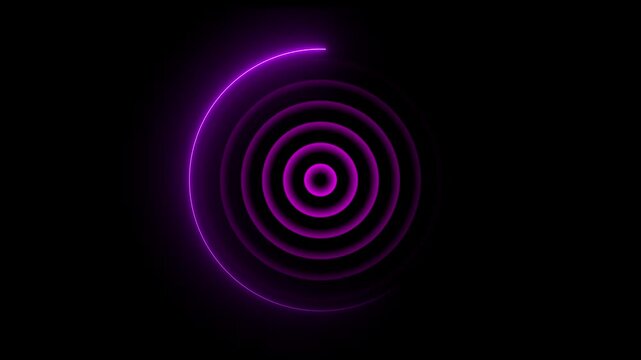 neon Rader Hud technology rotated animated. Neon glow rear sight producing.