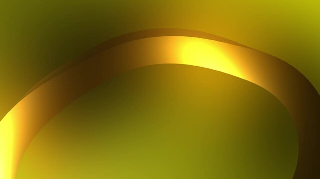 Abstract animation, golden glass arc on dark gradient background with refraction effect,  seamless looping video, elegant 3D render