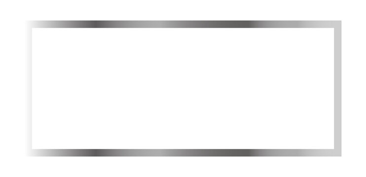 PNG Metallic Silver Rectangle Frame Border with Soft Shadow Isolated on Transparent Background