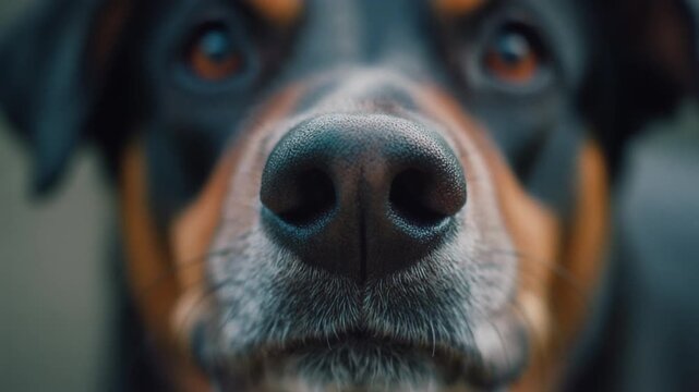 Cinematic macro footage of a sweet dog nose waiting patiently for its best friend for international dog day