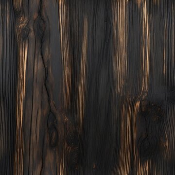 Charred wood texture background, dark burnt timber surface, yakisugi shou sugi ban panel