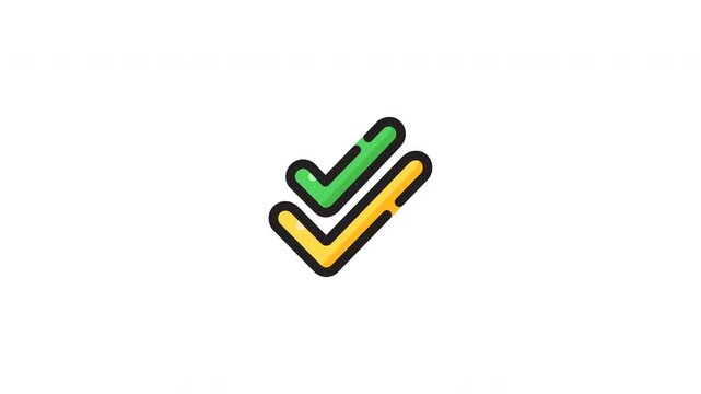 Double green yellow checkmarks symbol for quality verification, business icon design. Ideal for infographics, web design, presentations, and reports.