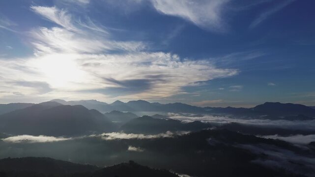 Mountain Landscape With Morning Fog and Sunrise