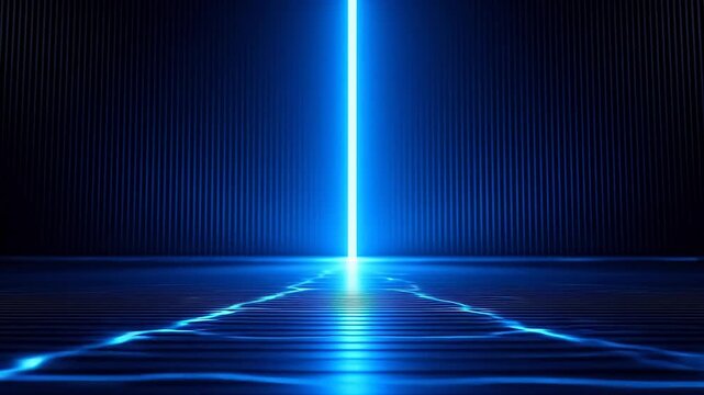 Blue neon light in a dark room