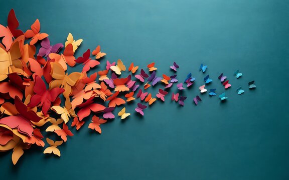 Colorful autumn leaves blowing across a dark teal background creating a beautiful seasonal motion effect