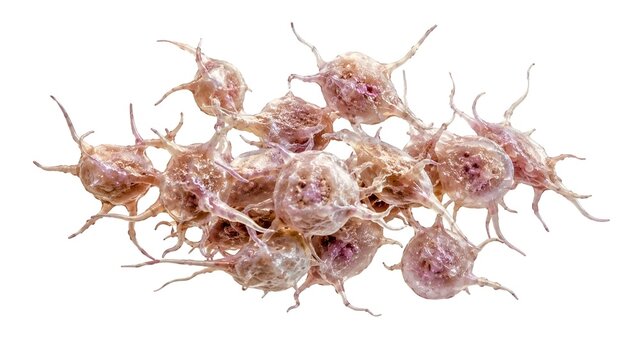 Microscopic visualization cluster activated platelets biological structure scientific research medical illustration isolated white background