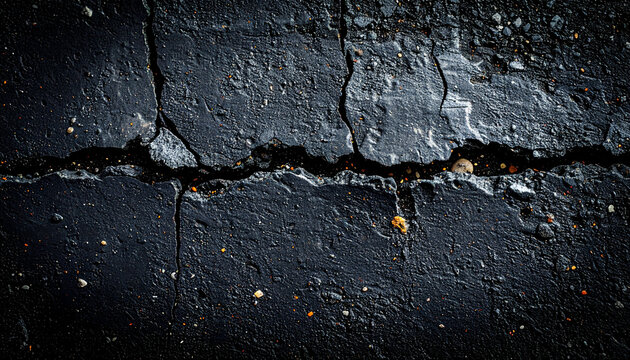 自然な地割れと余白を活かした黒いアスファルト背景素材グランジ
Minimal black asphalt texture with natural ground cracks and clean copy space