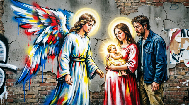 Angel reassures Joseph of divine plan as Mary carries Jesus bringing hope and faith fulfilled.