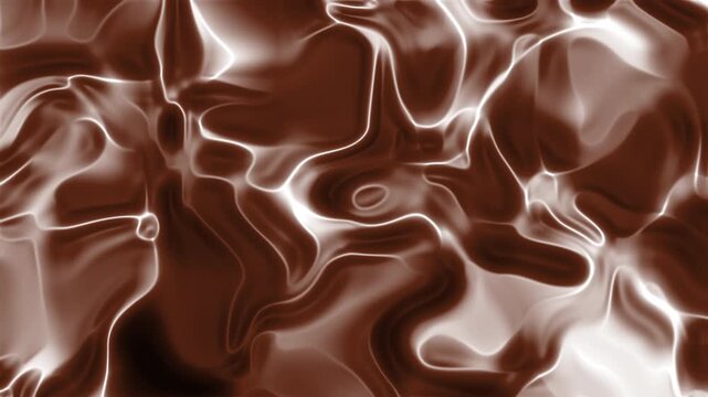 A smooth abstract fluid animation featuring dark brown ripples with creamy highlights and a glossy satin texture. This organic motion background provides a luxury feel for food and beverage themes.