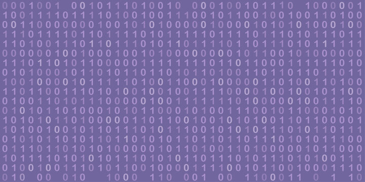 Purple binary code background texture. Digital matrix backdrop with ones, zeros for cybersecurity, hacking, programming, technology, cyber security, data breach, IT technology, ai banners