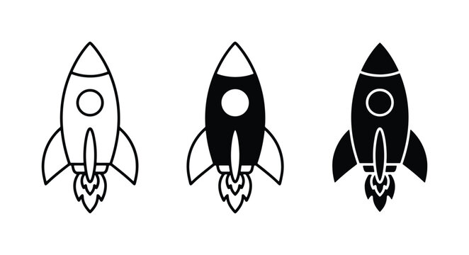 Rocket Ship Icons, Space Exploration Vector Set, Futuristic Spaceship Graphics, Sci-Fi Adventure Symbols