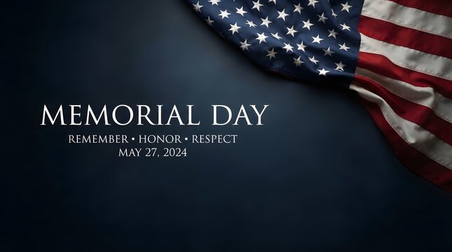 Memorial day background with a folded united states flag on a dark textured surface for patriotic holiday concepts
