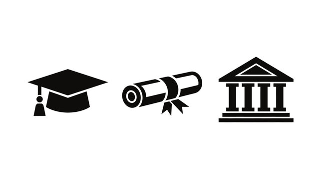 Education vector icon set diploma university symbol