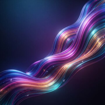 Abstract Colorful Wave Background with Dynamic Curved Lines, Glowing Motion Effects, Fractal Energy Patterns and Modern Technology Inspired Digital Design Illustration