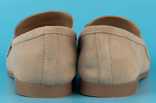 Rear view of brown leather shoes