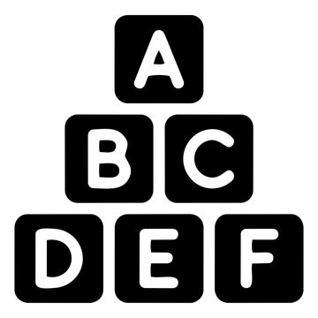 Alphabet blocks stacked in a pyramid shape with white letters on black cubes representing early childhood education