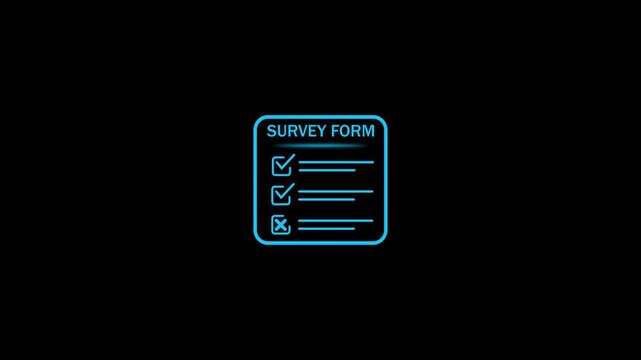 Completing checklist or questionnaire online. Futuristic digital concept on black background. 4k video