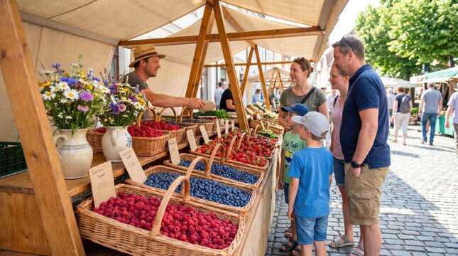 Fresh Berries Market Stall on Summer Bank Holiday