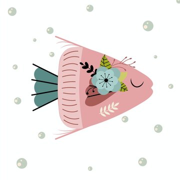 Floral Fish Underwater Illustration