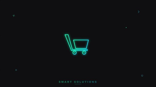 Fast Checkout Shopping Cart Neon Motion Graphic