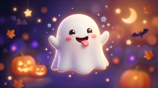Cute little ghost character for halloween celebration