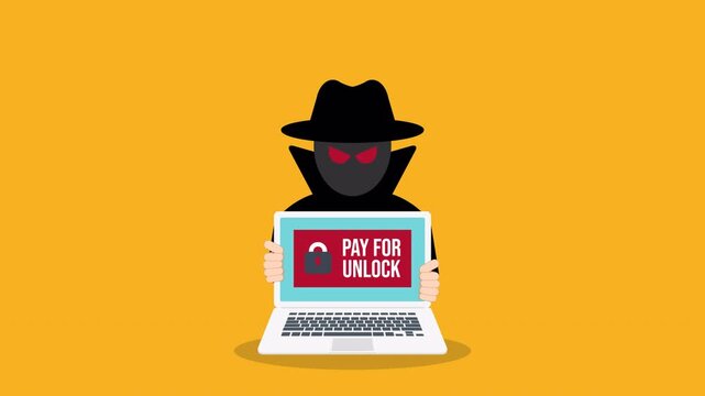 Digital Extortion and Ransom Payment Cyber Threat Business Animation
